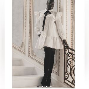 Ruffle shirt dress with tie